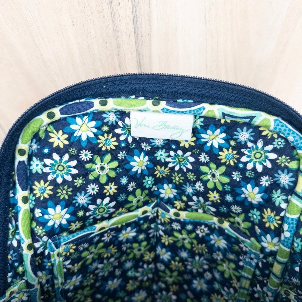 Vera Bradley Daisy Daisy Quilted Backpack Blue Green Geometric Floral Boho Artsy